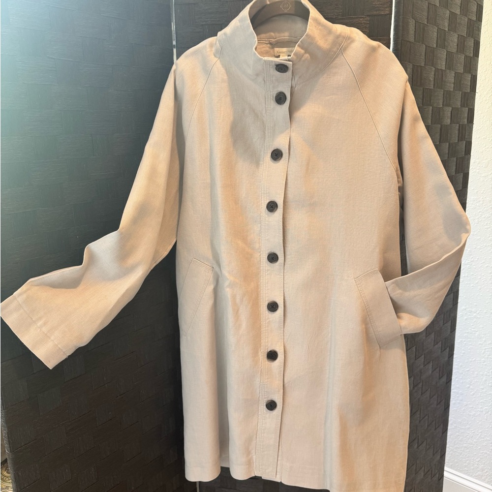 Women's Tan Button-Up Linen Jacket